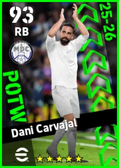 Dani Carvajal eFootball 2026 player card — 93 OVR RB