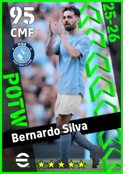 Bernardo Silva eFootball 2026 player card — 95 OVR CMF