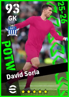 David Soria eFootball 2026 player card — 93 OVR GK