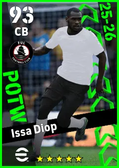Issa Diop eFootball 2026 player card — 93 OVR CB