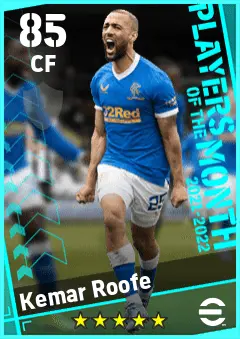 Kemar Roofe eFootball 2026 player card — 85 OVR CF