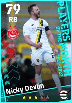 Nicky Devlin eFootball 2026 player card — 79 OVR RB