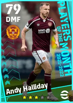 Andy Halliday eFootball 2026 player card — 79 OVR DMF