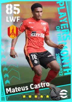 Mateus Castro eFootball 2026 player card — 85 OVR LWF
