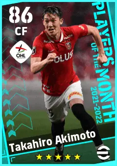 Takahiro Akimoto eFootball 2026 player card — 86 OVR CF