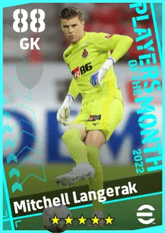 Mitchell Langerak eFootball 2026 player card — 88 OVR GK