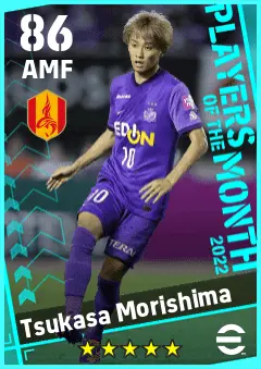 Tsukasa Morishima eFootball 2026 player card — 86 OVR AMF