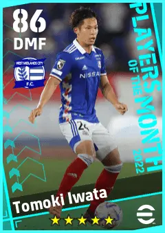 Tomoki Iwata eFootball 2026 player card — 86 OVR DMF