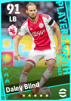 Daley Blind eFootball 2026 player card — 91 OVR LB