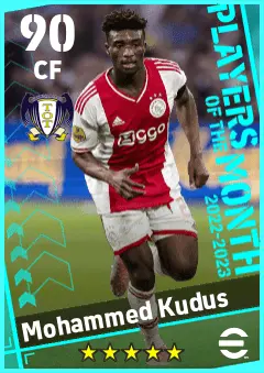Mohammed Kudus eFootball 2026 player card — 90 OVR CF