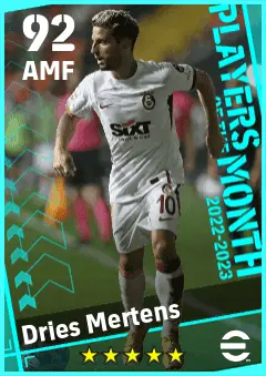 Dries Mertens eFootball 2026 player card — 92 OVR AMF