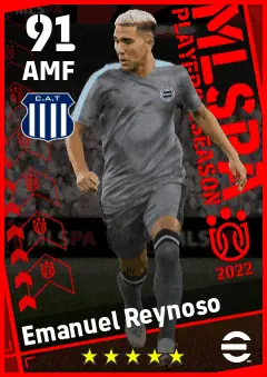 Emanuel Reynoso eFootball 2026 player card — 91 OVR AMF