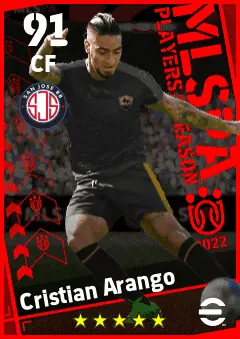 Cristian Arango eFootball 2026 player card — 91 OVR CF