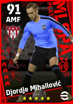 Djordje Mihailovic eFootball 2026 player card — 91 OVR AMF