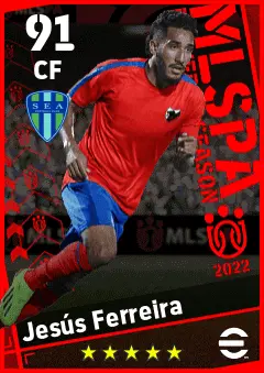 Jesus Ferreira eFootball 2026 player card — 91 OVR CF