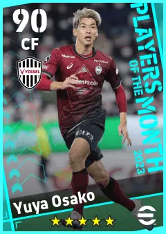 Yuya Osako eFootball 2026 player card — 90 OVR CF