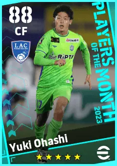 Yuki Ohashi eFootball 2026 player card — 88 OVR CF