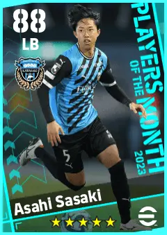 Asahi Sasaki eFootball 2026 player card — 88 OVR LB
