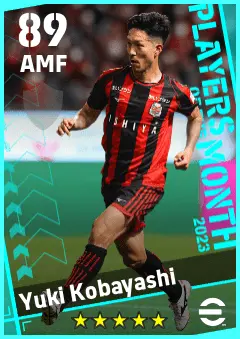 Yuki Kobayashi eFootball 2026 player card — 89 OVR AMF