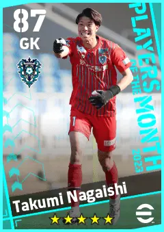 Takumi Nagaishi eFootball 2026 player card — 87 OVR GK