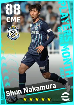 Shun Nakamura eFootball 2026 player card — 88 OVR CMF