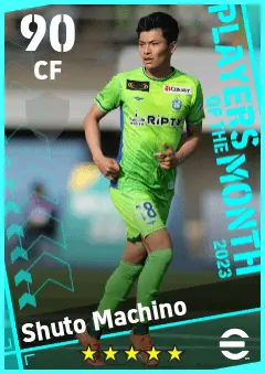 Shuto Machino eFootball 2026 player card — 90 OVR CF