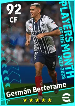 German Berterame eFootball 2026 player card — 92 OVR CF