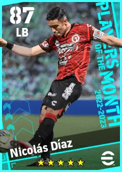 Nicolas Diaz eFootball 2026 player card — 87 OVR LB