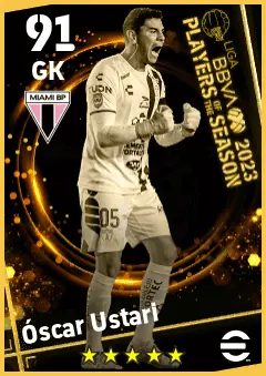 Oscar Ustari eFootball 2026 player card — 91 OVR GK
