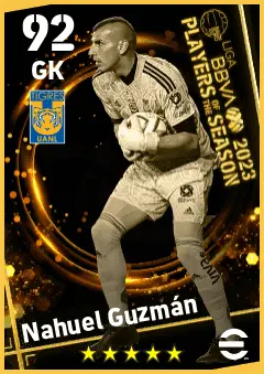 Nahuel Guzman eFootball 2026 player card — 92 OVR GK