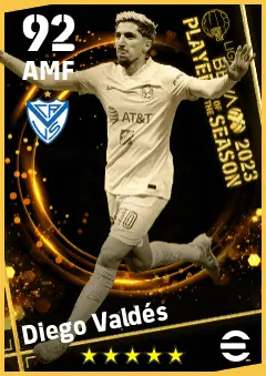 Diego Valdes eFootball 2026 player card — 92 OVR AMF