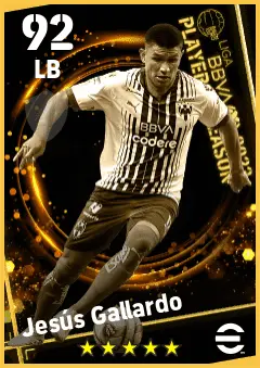 Jesus Gallardo eFootball 2026 player card — 92 OVR LB