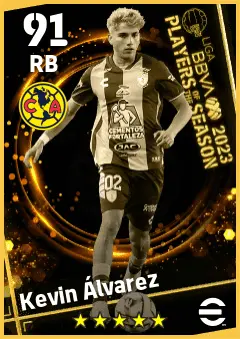 Kevin Alvarez eFootball 2026 player card — 91 OVR RB