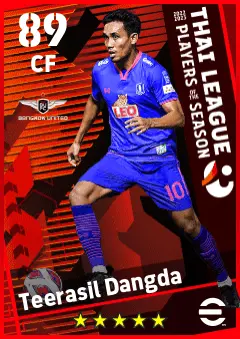 Teerasil Dangda eFootball 2026 player card — 89 OVR CF
