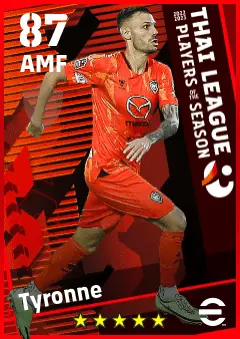Tyronne eFootball 2026 player card — 87 OVR AMF