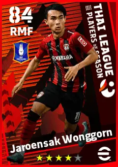 Jaroensak Wonggorn eFootball 2026 player card — 84 OVR RMF