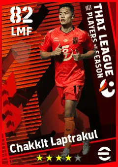 Chakkit Laptrakul eFootball 2026 player card — 82 OVR LMF