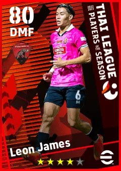 Leon James eFootball 2026 player card — 80 OVR DMF