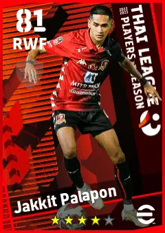 Jakkit Palapon eFootball 2026 player card — 81 OVR RWF