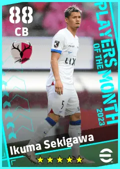 Ikuma Sekigawa eFootball 2026 player card — 88 OVR CB