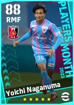 Yoichi Naganuma eFootball 2026 player card — 88 OVR RMF