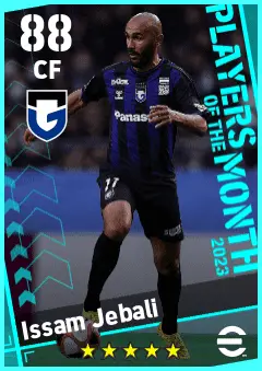 Issam Jebali eFootball 2026 player card — 88 OVR CF
