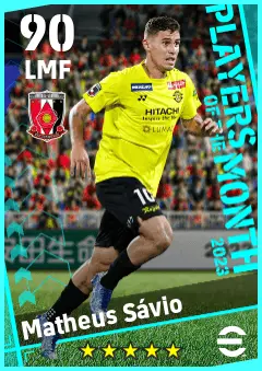 Matheus Savio eFootball 2026 player card — 90 OVR LMF