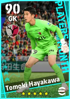 Tomoki Hayakawa eFootball 2026 player card — 90 OVR GK