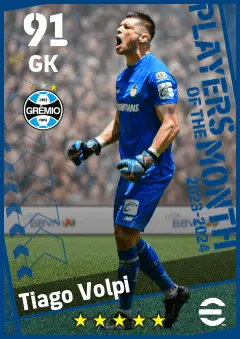 Tiago Volpi eFootball 2026 player card — 91 OVR GK