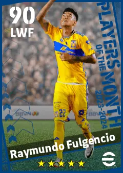Raymundo Fulgencio eFootball 2026 player card — 90 OVR LWF