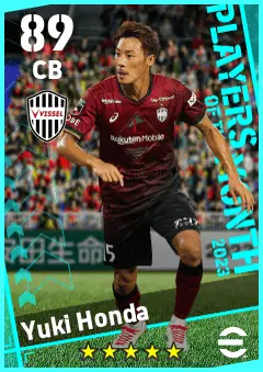 Yuki Honda eFootball 2026 player card — 89 OVR CB