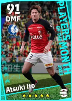 Atsuki Ito eFootball 2026 player card — 91 OVR DMF