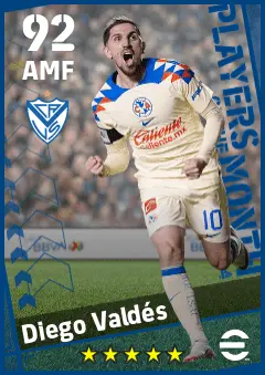 Diego Valdes eFootball 2026 player card — 92 OVR AMF