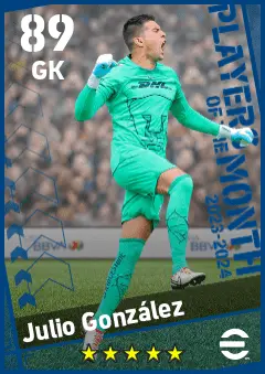 Julio Gonzalez eFootball 2026 player card — 89 OVR GK